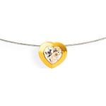 Goldene Elegante Drachenfels Design Herzanhänger vergoldet aus Gold 24 Karat mit Bergkristall für Damen 