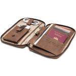 Braune Retro Travel Organizer & Taschen für Reiseunterlagen mit Reißverschluss aus Büffelleder für Herren 