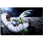 Dream-Arts Astronaut auf Mond Motiv auf Leinwand im Format: 120x80 cm. Hochwertiger Kunstdruck als Wandbild. Billiger als EIN Ölbild Achtung KEIN Poster oder Plakat