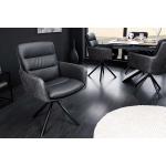 Anthrazitfarbene Retro Riess Ambiente Designer Stühle aus Leder mit Armlehne Breite 50-100cm, Höhe 50-100cm, Tiefe 50-100cm 