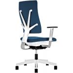 Drehstühle Nowy Styl Bürodrehstuhl, Sitz-BxTxH 475x450x420-550 mm, Lehnenh. 540-600 mm, pendelnd gelagerter Muldensitz, inkl. Armlehnen, weiß/blau