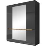 Reduzierte Schwarze Moderne Kleiderschränke mit Spiegel aus Holz Breite 50-100cm, Höhe 150-200cm 