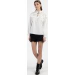 Reduzierte Weiße DreiMaster V-Ausschnitt Festliche Blusen mit Rüschen aus Baumwolle für Damen Größe XS 