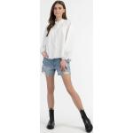 Reduzierte Weiße DreiMaster Stehkragen Festliche Blusen mit Rüschen aus Baumwolle für Damen Größe XS für den für den Sommer 