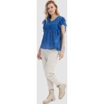 Reduzierte Blaue Vintage DreiMaster V-Ausschnitt Blusenshirts & Schlusen aus Baumwolle für Damen Größe L für den für den Sommer 