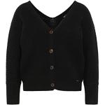 Reduzierte Schwarze DreiMaster V-Ausschnitt Grobstrickjacken mit Knopf aus Baumwolle für Damen Größe XS für den für den Herbst 