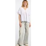 Reduzierte Weiße Boho DreiMaster V-Ausschnitt Tunika-Blusen aus Baumwolle für Damen Größe XL 