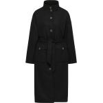 Schwarze Vintage Wollmäntel aus Wolle für Damen Größe S für den für den Winter 