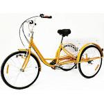 Dreirad Für Erwachsene Erwachsenen Dreirad Fahrrad Mit 3 Rädern Seniorenrad Lastenfahrrad 24" 6-Gang-Schaltung Shimano (Gelb mit Lichtern)