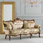 Dreisitzer Couch barocker Stil in Beige - Goldfarben Buche Braun