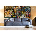 3-Sitzer Sofa aus grauem Leder, Skandinavischer Stil, 281x101x67 cm, Vintage-Design und moderner Komfort