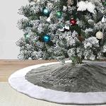 Graue Weihnachtsbaumdecken mit Ornament-Motiv aus Kunstfell 