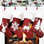 Bordeauxrote Nikolausstiefel & Weihnachtssocken aus Samt personalisiert 4-teilig 