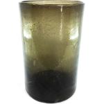 Drescher - zylindrische  Glasvase 28cm braun grün mundgeblasen