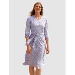 Reduzierte Lavendelfarbene Bestickte Langärmelige Dress in Maxi V-Ausschnitt Sommerkleider mit Knopf aus Viskose für Damen Größe XXL für den für den Sommer 