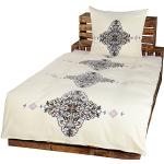 Cremefarbene Asiatische Bettwäsche Sets & Bettwäsche Garnituren mit Ornament-Motiv mit Reißverschluss aus Fleece 135x200 