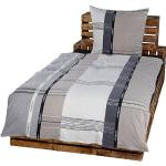 Taupefarbene Gestreifte Nachhaltige Bettwäsche Sets & Bettwäsche Garnituren aus Fleece 155x220 