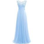 Hellblaue Elegante Maxi Lange Abendkleider aus Chiffon für Damen Größe XL 