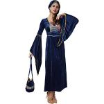 Blaue Burgfräulein-Kostüme aus Samt für Damen Größe L 