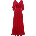 Rote Elegante Dresstells Maxi Lange Abendkleider aus Chiffon Handwäsche für Damen Übergrößen für die Braut 