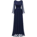 Marineblaue Blumenmuster Elegante Dresstells Maxi Lange Abendkleider aus Chiffon für Damen Größe 3 XL für die Braut 