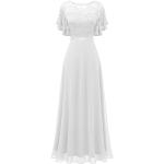 Reduzierte Weiße Elegante Kurzärmelige Dresstells Maxi V-Ausschnitt Lange Abendkleider mit Insekten-Motiv für Damen Größe L für den für den Sommer 