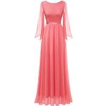 Reduzierte Korallenrote Elegante Dresstells Maxi Lange Abendkleider aus Chiffon für Damen Übergrößen für die Braut 