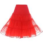 Rote Vintage Dresstells Midi Damenpetticoats aus Organza Größe M für Partys für den für den Sommer 