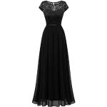 Schwarze Elegante Dresstells Maxi V-Ausschnitt Lange Abendkleider aus Chiffon für Damen Größe S zum Abschlussball 