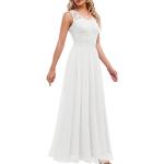 Reduzierte Weiße Elegante Ärmellose Dresstells Maxi Lange Abendkleider aus Chiffon für Damen Größe 3 XL für Brautjungfern 