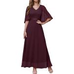 Reduzierte Burgundfarbene Elegante Dresstells Ballkleider aus Chiffon Handwäsche für Damen Übergrößen für die Braut 