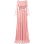 Reduzierte Rosa Elegante Dresstells Maxi Abendkleider rückenfrei aus Chiffon für Damen Größe 3 XL für die Braut 
