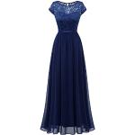 Marineblaue Elegante Dresstells Maxi V-Ausschnitt Lange Abendkleider aus Chiffon für Damen Übergrößen für Brautjungfern 