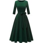 Dunkelgrüne Vintage Langärmelige Dresstells Mini Rundhals-Ausschnitt Kurze Abendkleider für Damen Größe M 