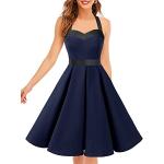 Marineblaue Vintage Dresstells Audrey Hepburn Herzförmige Neckholderkleider für Damen Größe L 