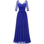 Royalblaue Dresstells Maxi Lange Abendkleider aus Chiffon maschinenwaschbar für Damen Größe XL zum Abschlussball 