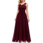 Burgundfarbene Elegante Dresstells Maxi Lange Abendkleider aus Chiffon für Damen Größe XL zum Abschlussball 