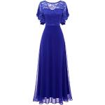 Royalblaue Elegante Kurzärmelige Dresstells Maxi V-Ausschnitt Lange Abendkleider mit Insekten-Motiv aus Chiffon für Damen Übergrößen für Hochzeitsgäste für den für den Sommer 