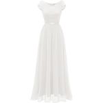 Reduzierte Weiße Elegante Dresstells Maxi Lange Abendkleider aus Chiffon maschinenwaschbar für Damen Größe XXL für Zeremonien für den für den Frühling 