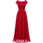 Reduzierte Rote Blumenmuster Elegante Dresstells Maxi V-Ausschnitt Lange Abendkleider aus Chiffon für Damen Größe 3 XL für die Braut für den für den Sommer 