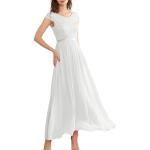 Reduzierte Weiße Dresstells Maxi Lange Abendkleider aus Chiffon maschinenwaschbar für Damen Größe L für die Braut für den für den Frühling 