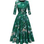Reduzierte Grüne Vintage 3/4-ärmelige Dresstells Rundhals-Ausschnitt Ballkleider für Damen Größe M 