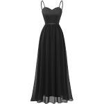 Schwarze Blumenmuster Elegante Ärmellose Dresstells Maxi Lange Abendkleider mit Reißverschluss aus Chiffon für Damen Größe M 