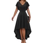 Schwarze Vintage Dresstells V-Ausschnitt Ballkleider aus Nylon für Damen Größe M 