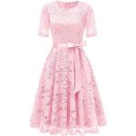 Rosa Dresstells Midi Abendkleider A-Linie für für Damen Größe XL für Brautjungfern 