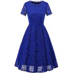 Royalblaue Vintage Dresstells Midi Abendkleider A-Linie für für Damen Größe S für Hochzeitsgäste 