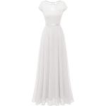 Reduzierte Weiße Elegante Dresstells Maxi V-Ausschnitt Lange Abendkleider aus Chiffon für Damen Übergrößen für Brautjungfern 