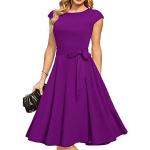 DRESSTELLS Damen Weihnachtskleid Vintgae Rockabilly Kleider A-Line Petticoat Festliche Abendkleider elegant für Hochzeit Purple XL