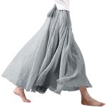 Weiße Unifarbene Elegante Maxi Leinenröcke aus Baumwolle für Damen Einheitsgröße für den für den Sommer 