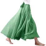 Grüne Unifarbene Elegante Maxi Leinenröcke aus Baumwolle für Damen Einheitsgröße für den für den Sommer 